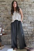 Rustic Nature Bubble Cotton Split Kick Pant Washed Charcoal